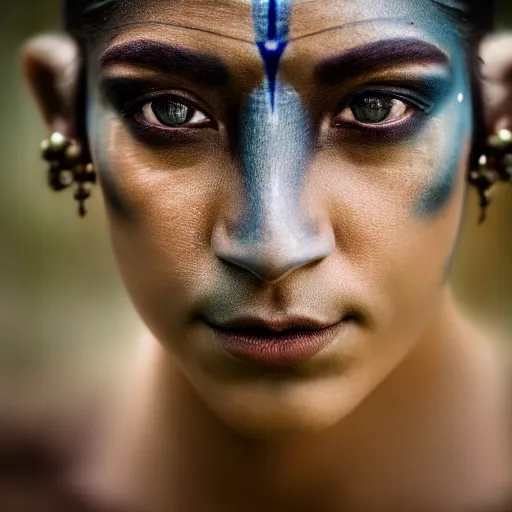 Image similar to award winning photography portrait, beautiful actor with third eye, avatar, leica 1 0 0 mm f 0. 8