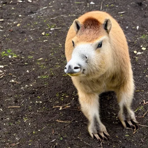 Image similar to an antropomorphic capybara wearing a suit