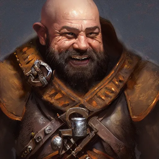 Image similar to a detailed portrait of a dwarf monk dressed with a leather armor, by justin gerard and greg rutkowski, digital art, realistic painting, dnd, character design, trending on artstation