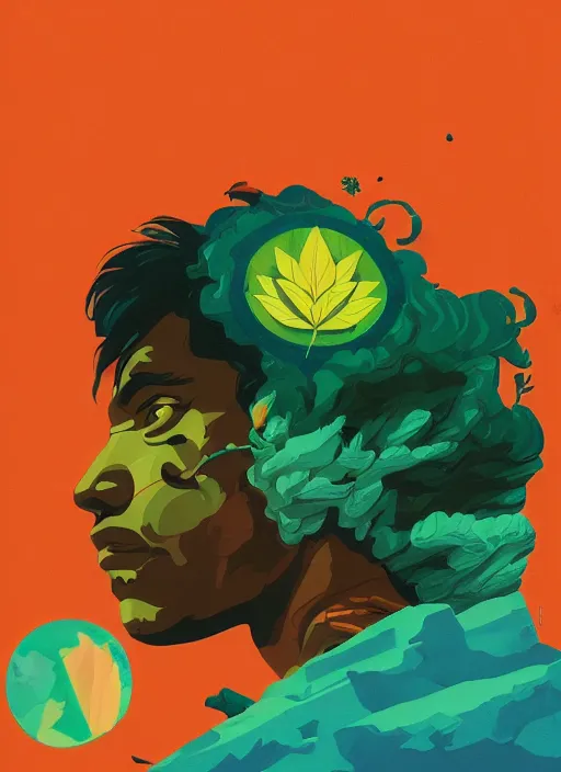 Image similar to profile picture by sachin teng x ofwgkta, mountain top, marijuana, organic painting, hard edges, masterpiece, smoke clouds, asymmetrical, green, matte paint, energetic