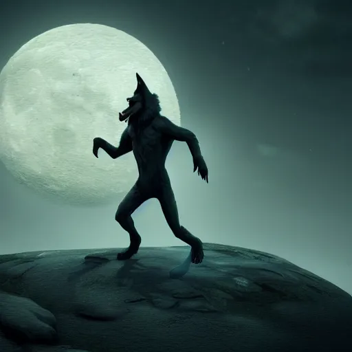 Prompt: werewolf from the twilight zone, misty moon, dramatic composition, dramatic lighting, sharp focus, octane render, masterpiece