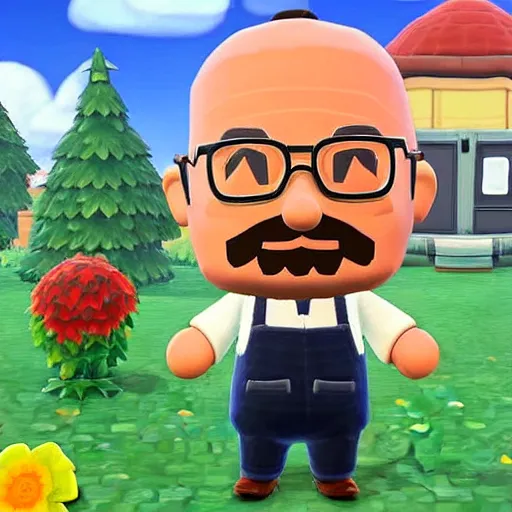 Prompt: walter white in animal crossing, an oil painting by rembrandt