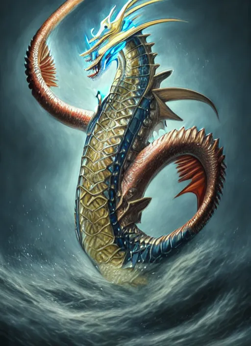 Prompt: a male anthromorphic gyarados pokemon, diffuse lighting, fantasy, intricate, elegant, highly detailed, lifelike, photorealistic, digital painting, artstation, illustration, concept art, smooth, sharp focus, art by john collier and albert aublet and krenz cushart and artem demura