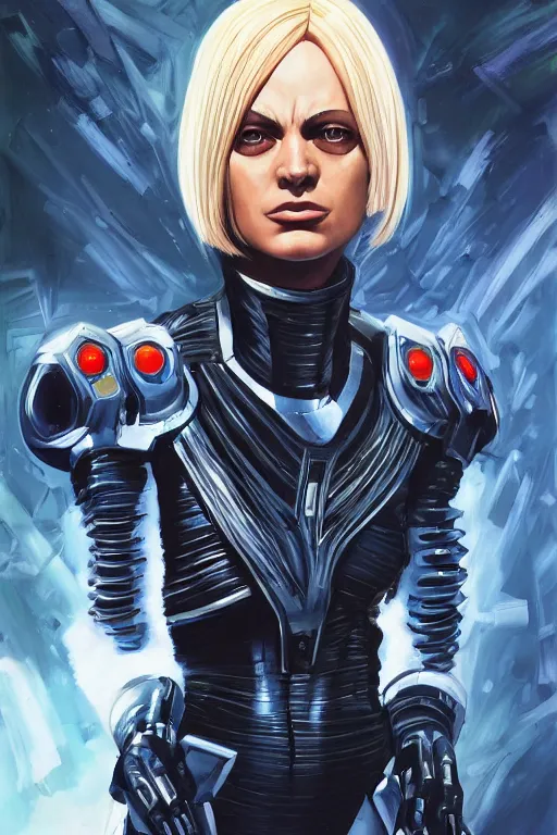 Prompt: a striking painting of 2000AD Judge Anderson, strong lighting, ultra realism, highly detailed, trending on artstation, 4K, HD, oil on canvas