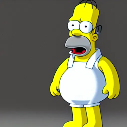 Image similar to A high res octane blender render photograph of Homer Simpson.