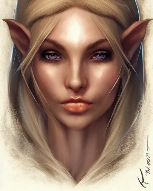 Prompt: beautiful female elf with shimmering hair, symmetrical face and eyes, by Jana Schirmer, cgsocietym Elden Ring