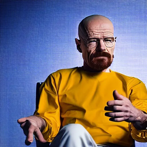 Prompt: walter white doing a ted talk, wide shot, high resolution, editorial