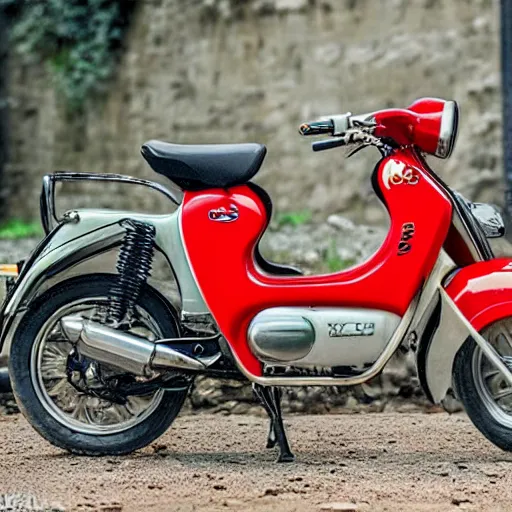 Prompt: honda supercub excavated from the ruins of a super - ancient civilization