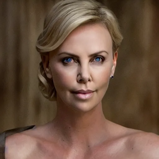 Prompt: charlize therone as galadriel