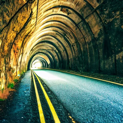 Prompt: a tunnel going through the mountains