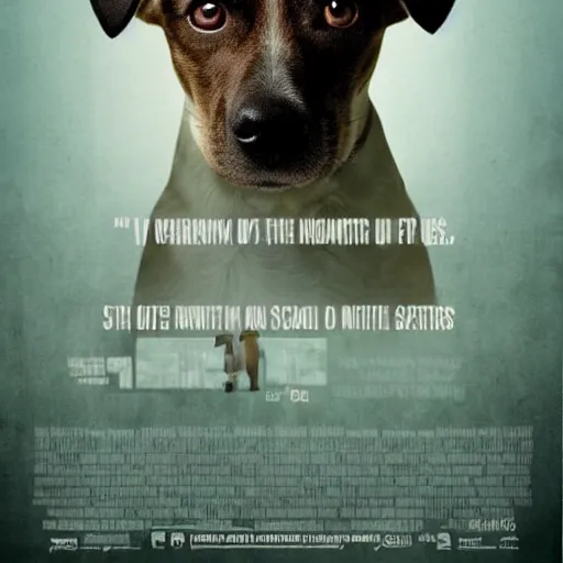 Image similar to a movie poster about a dog that can communicate with humans