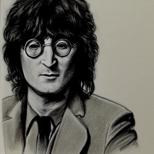 Prompt: John Lennon drawn by Esher