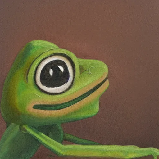 Prompt: depressed pepe the frog, oil painting, baroque style, high quality, 4 k