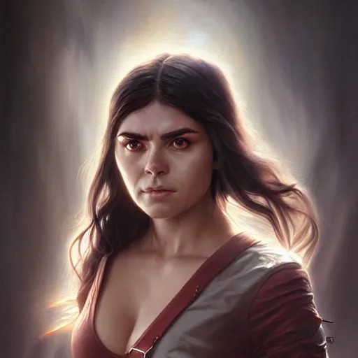 Image similar to digital illustration, portrait of octavia blake is skairipa in the 100 tv show, by artgerm, by krenz cushart, by peter kemp, by ross tran