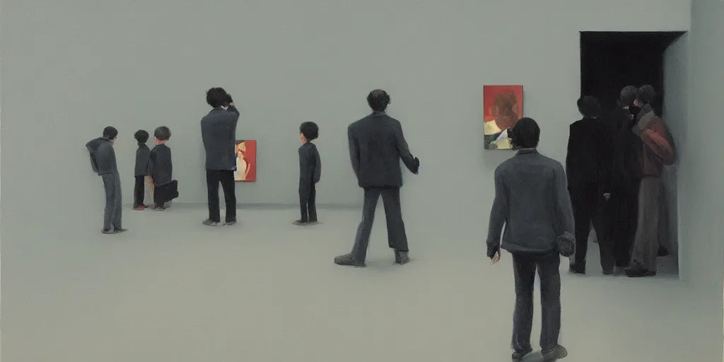 Image similar to an art gallery with pictures in the style of tim eitel