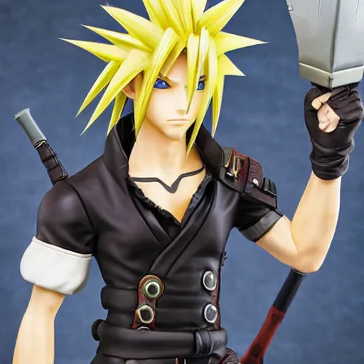 Prompt: cloud strife working at mcdonald's in the style of yoshitaka amano