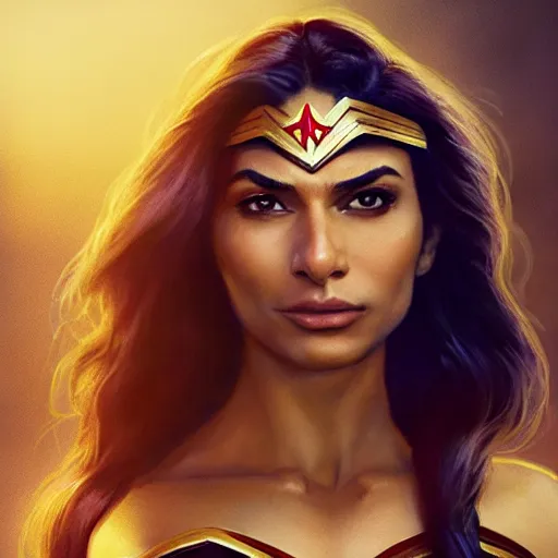 Image similar to a potrait of Mia Khalifa as Wonder Woman by Greg Rutkowski, Sung Choi, Mitchell Mohrhauser, Maciej Kuciara, Johnson Ting, Maxim Verehin, Peter Konig, Zack Snyder, 8k photorealistic, cinematic lighting, HD, high details, dramatic, trending on artstation, full body shot