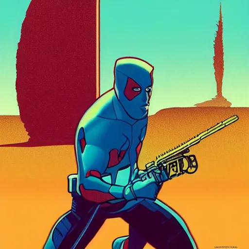 Image similar to “ ryan reynolds retro minimalist portrait by jean giraud, moebius starwatcher comic, 8 k ”