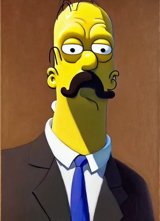 Image similar to portrait of homer simpson in the supermarket painted by Salvador Dali, calm, fantasy character portrait, dynamic pose, artwork by Jeremy Lipkin and Giuseppe Dangelico Pino and Michael Garmash and Rob Rey, very coherent asymmetrical artwork, sharp edges, perfect face, simple form, 100mm