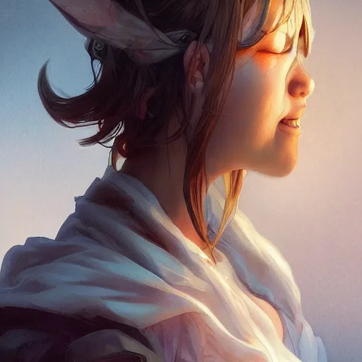 Prompt: demonic evil seductive fourteen year old japanese girl, tomboy, evil smile, freckles!!!, fully clothed, highly detailed, digital painting, artstation, concept art, sharp focus, illustration, cinematic lighting, art by artgerm and greg rutkowski and alphonse mucha