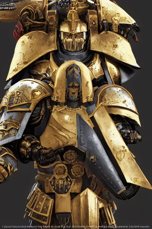 Image similar to armor portrait heros warhammer 4 0 k horus heresy fanart - the primarchs emperor by johannes helgeson animated with vfx concept artist & illustrator global illumination ray tracing hdr fanart arstation zbrush central hardmesh 8 k octane renderer comics stylized