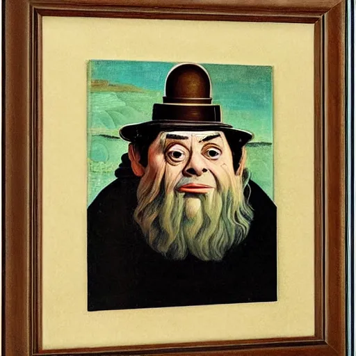 Prompt: A portrait of Mr. bean depicted as a dwarf, renaissance oil painting by Salvador Dali