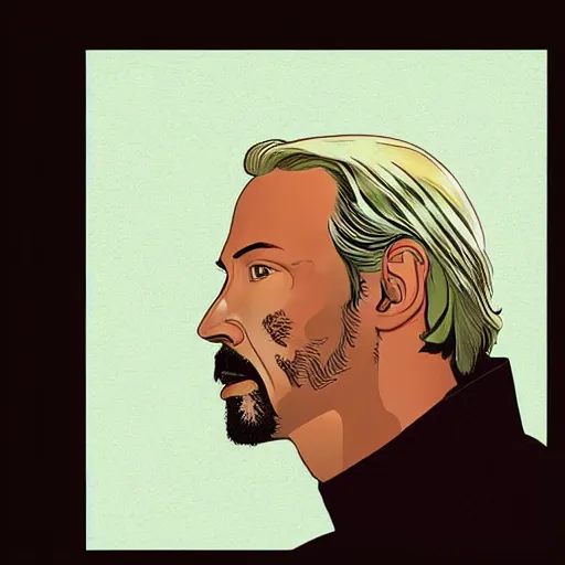 Prompt: “ keanu reeves retro minimalist portrait by jean giraud, moebius starwatcher comic, 8 k ”