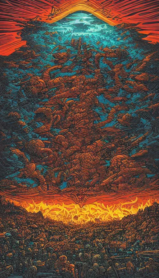 Image similar to the end of the world, by dan mumford,