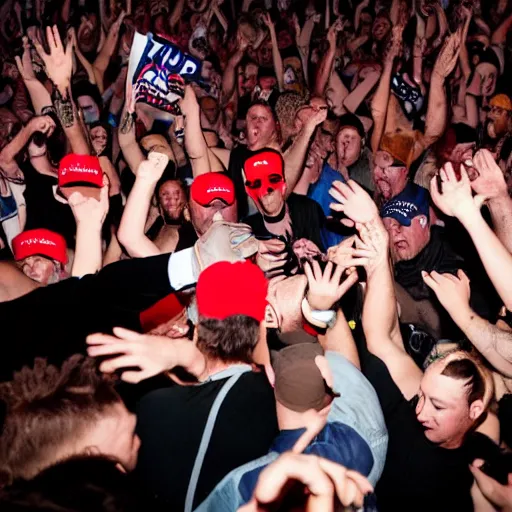 Prompt: Donald trump moshpit at insane clown posse concert