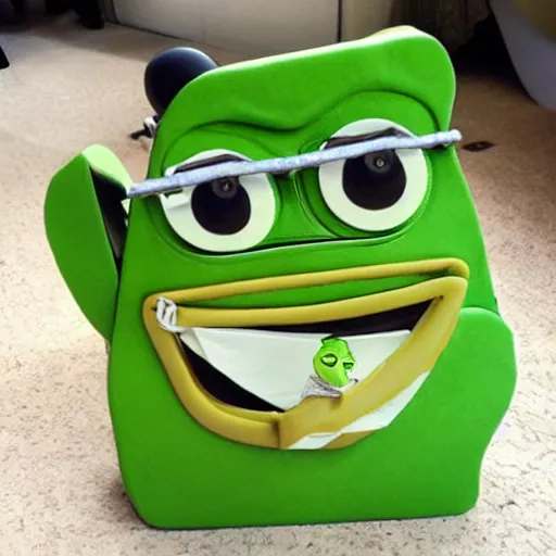 Image similar to pepe the frog with baby carriage