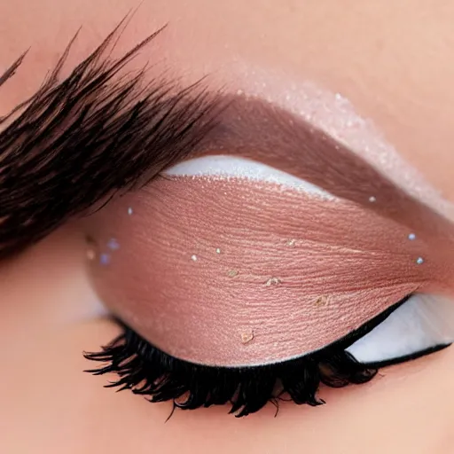 Prompt: close up of eyelids with ( ice cream sprinkles ) mascara