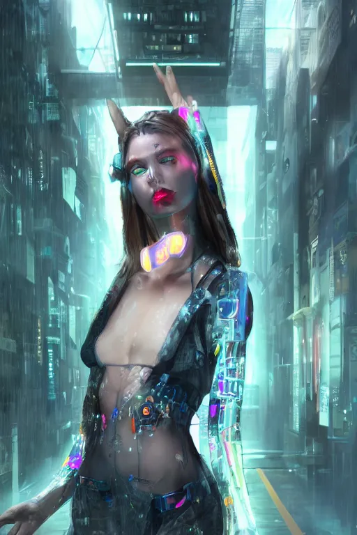 Image similar to 4k hyperreal cyberpunk high priestess