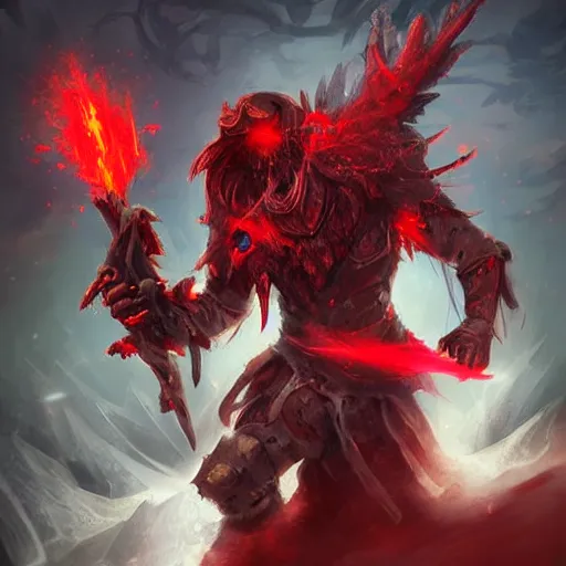 Image similar to ((((rock elemental spirit)))), red theme, bloody battlefield, weapons and armors, Dota 2 hero, hearthstone art style, epic fantasy style art, fantasy epic digital art, epic fantasy card game art