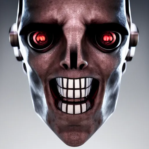 Image similar to portrait of a evil gangsta robot possessed by demon, expression, unreal engine, dramatic cinematic lighting rendered by octane, 8 k, detailed