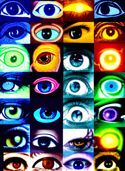 Image similar to eyes!, teams, healing, energetic, life, hybrids, thin glowing devices, vitals visualiser!!, advanced art, art styles mix, from wikipedia, grid of styles