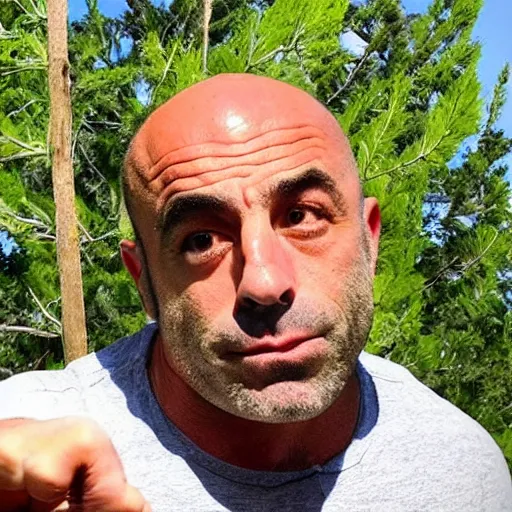 Prompt: Joe Rogan with a tree growing out of his head