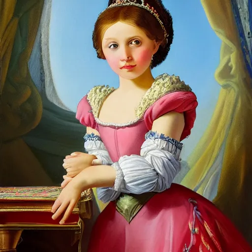 Prompt: painting of Goofy as a young Russian princess, oil painting, high quality, coherent, 8k, highly detailed, Rococo, Neoclassicism, Romanticism, symmetry, vivid, fancy, elegant
