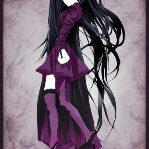 Prompt: Beautiful goth anime girl in style of vampire hunter d