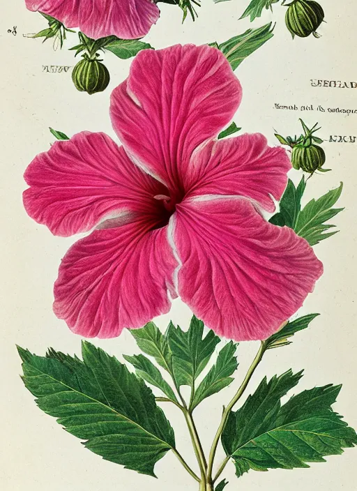 Prompt: hibiscus syriacus, the botanical magazine 1 7 9 0