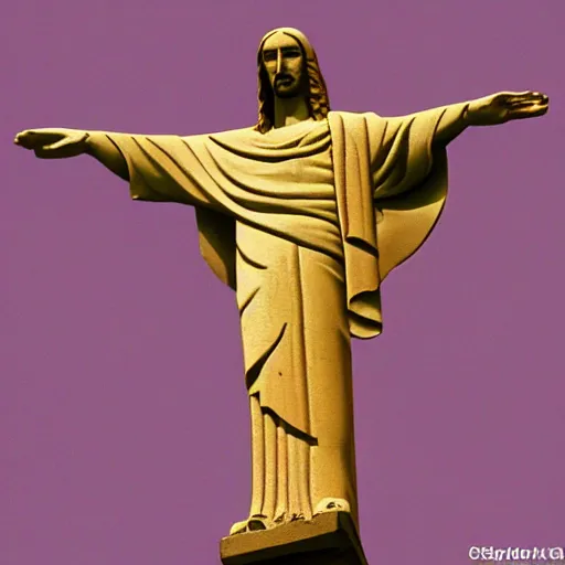 Prompt: statut christ the redeemer with a purple butterfly, sigma, sharp focus, intricate, smooth, highly detailed, elegant