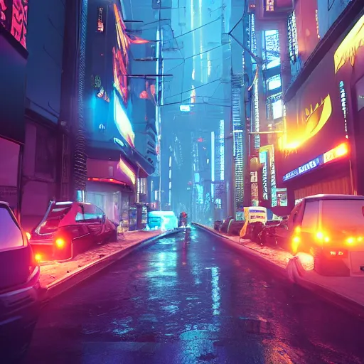 Prompt: cyberpunk streets at night with yellow smog, hyperdetailed, hyperrealistic, cinematic lights, octane render, trending on artstation, artstationHD, artstationHQ, unreal engine, 8k