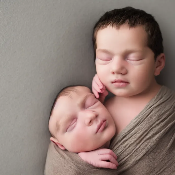 Prompt: studio portrait of bearded newborn