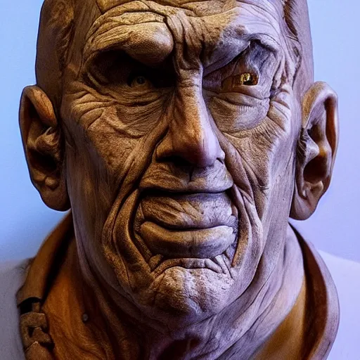 Prompt: portrait of the last living gamer by jade carving