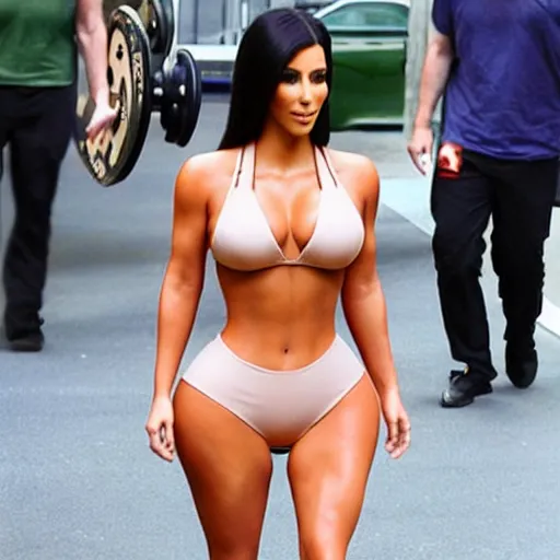 Image similar to kim kardashian as a professional bodybuilder