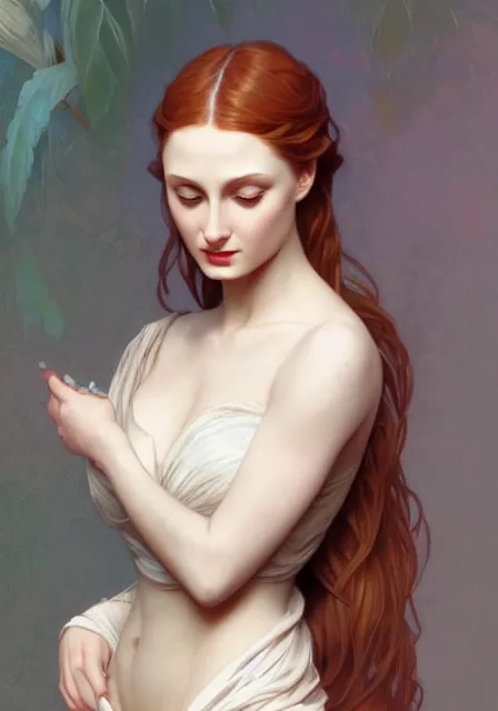 Image similar to sansa angeline jolie, intricate, elegant, highly detailed, digital painting, artstation, concept art, smooth, sharp focus, illustration, art by artgerm and greg rutkowski and alphonse mucha and william - adolphe bouguereau