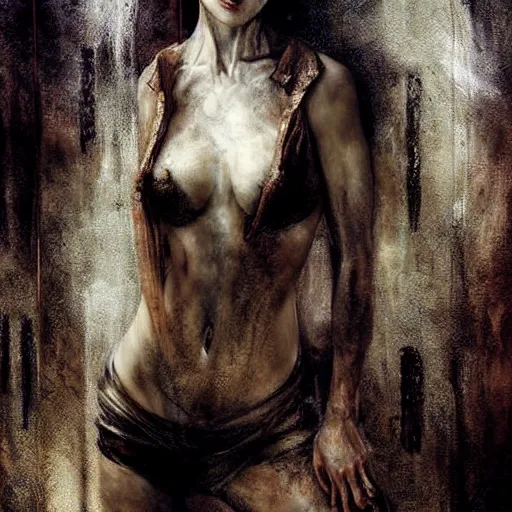 Image similar to nicole kidman chained to a wall in a dungeon, full body, beautiful painting by raymond swanland and magali villanueve, beautiful detailed body and face