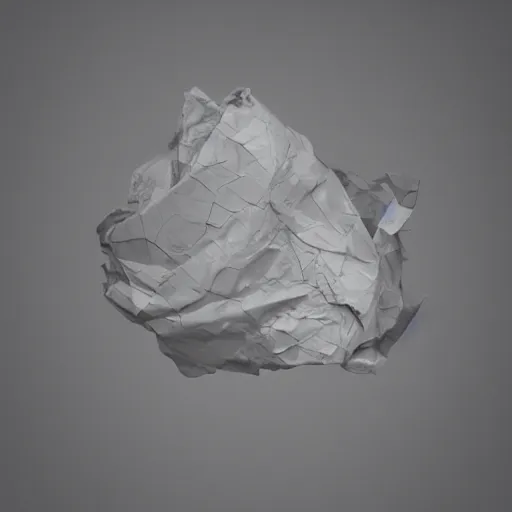 Prompt: photo of a crumpled up piece of rubbish, studio photo, photorealistic, volumetric lighting