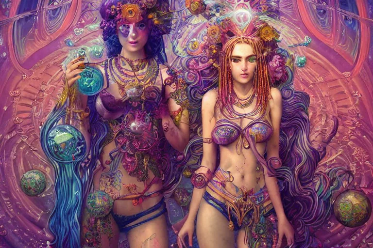 Image similar to a centered full body render of alluring goddess festival hippies with retro futuristic adornments surrounded by a underwater ink pour and flowing liquid galium and sacred geometry, perfect face, powerful, cinematic, beautifully lit, by artgerm, by karol bak, by donato giancola, 3 d, trending on artstation, octane render, 8 k
