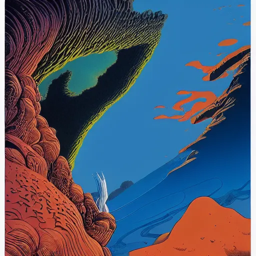 Image similar to breathtakingly beautiful ultrawide angle colour masterpiece dream by roger dean and kilian eng and jean giraud, incredible sense of depth and perspective and clarity, weird abstract, 8 k