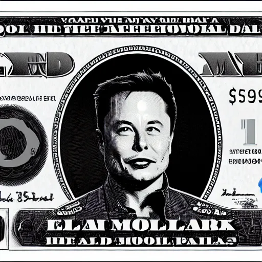 Image similar to Elon musk on the Mars Dollar bill